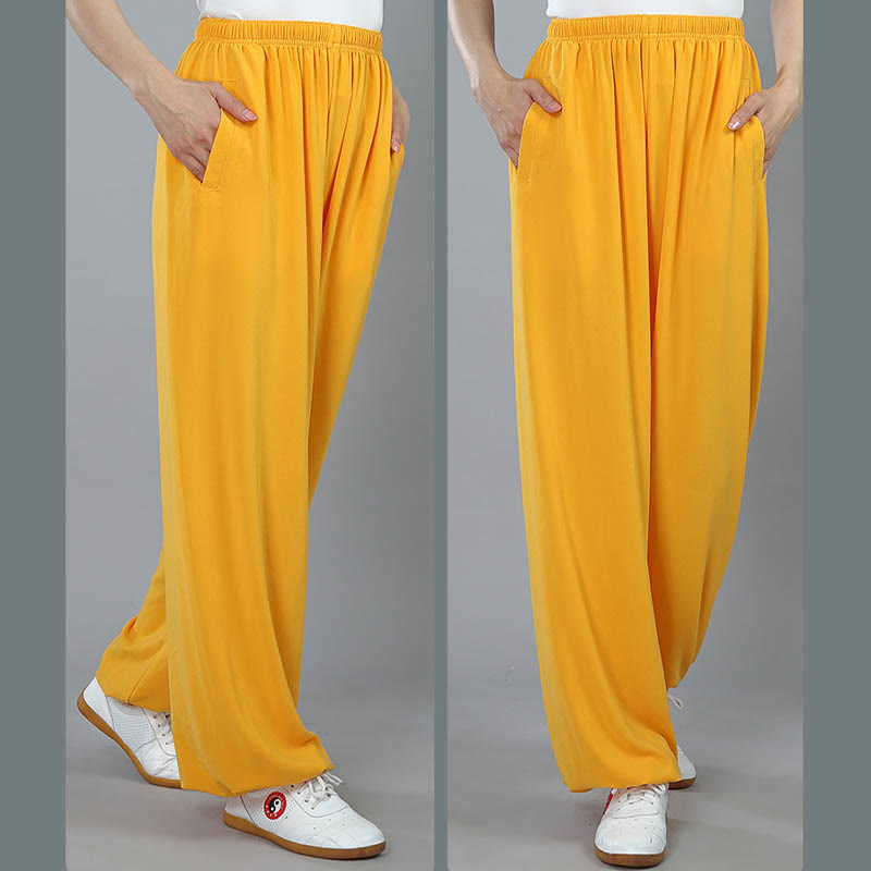 Pantalones de Algodón Transpirables con Bolsillos y Cintura Elástica de Verano Unisex para Práctica de Tai Chi Kung Fu Qigong Buddha Stones - image 10