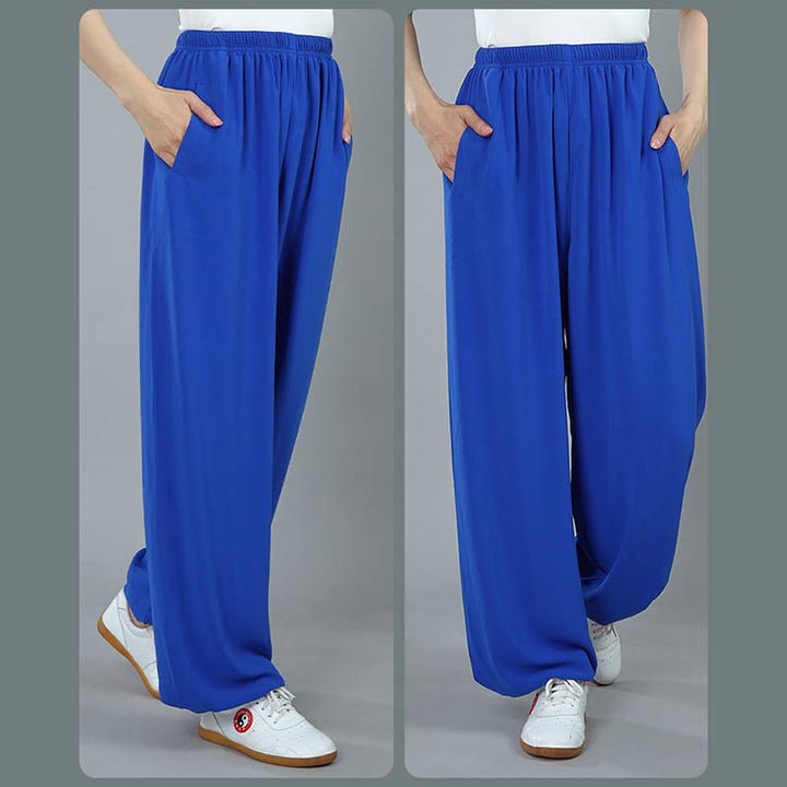 Pantalones de Algodón Transpirables con Bolsillos y Cintura Elástica de Verano Unisex para Práctica de Tai Chi Kung Fu Qigong Buddha Stones - image 12