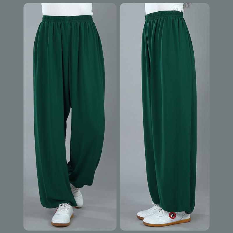 Pantalones de Algodón Transpirables con Bolsillos y Cintura Elástica de Verano Unisex para Práctica de Tai Chi Kung Fu Qigong Buddha Stones - image 16