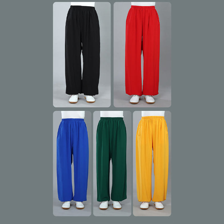 Pantalones de Algodón Transpirables con Bolsillos y Cintura Elástica de Verano Unisex para Práctica de Tai Chi Kung Fu Qigong Buddha Stones - image 19