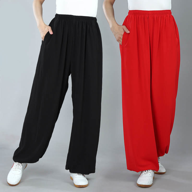 Pantalones de Algodón Transpirables con Bolsillos y Cintura Elástica de Verano Unisex para Práctica de Tai Chi Kung Fu Qigong Buddha Stones - image 18