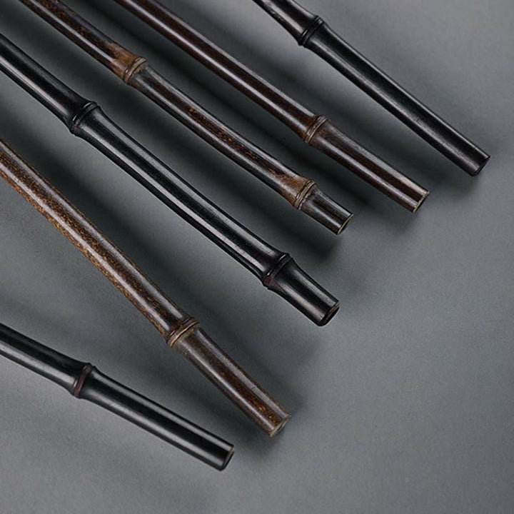 Buddha Stones Abanico portátil de mango largo de bambú hechas a mano estilo chino