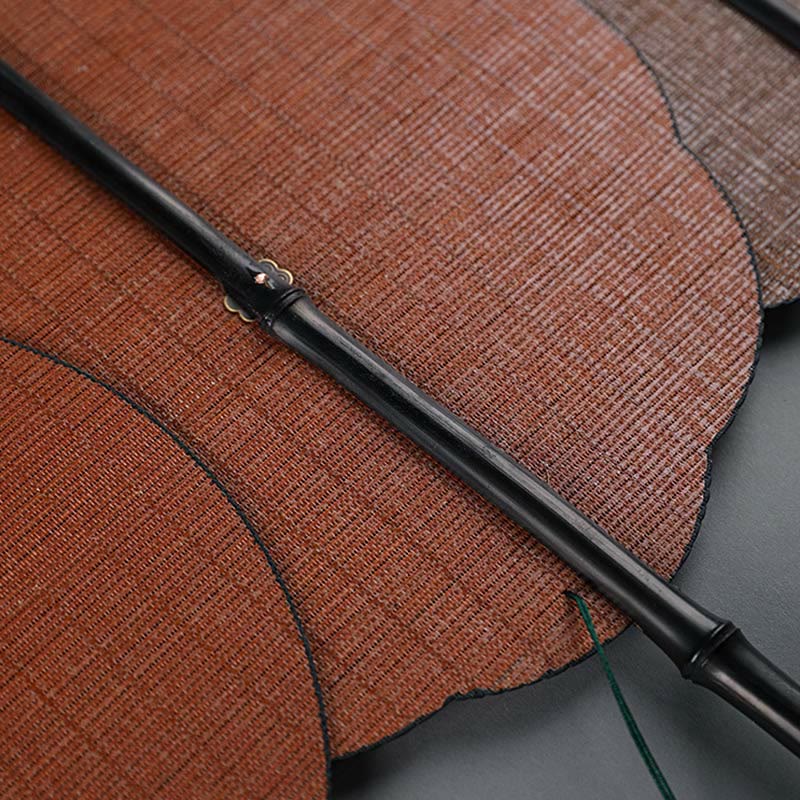 Buddha Stones Abanico portátil de mango largo de bambú hechas a mano estilo chino