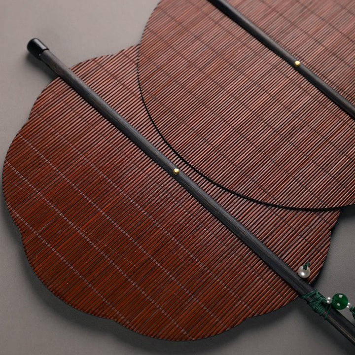 Buddha Stones Abanico Portátil de Mango Largo Enrollable Hecho a Mano de Bambú en Miles de Ríos y Montañas