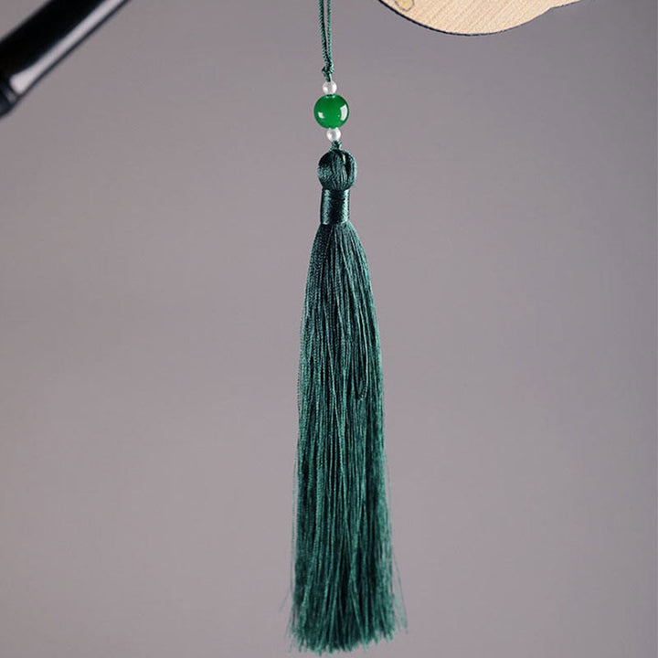 Buddha Stones Abanico Portátil de Mango Largo Enrollable Hecho a Mano de Bambú en Miles de Ríos y Montañas