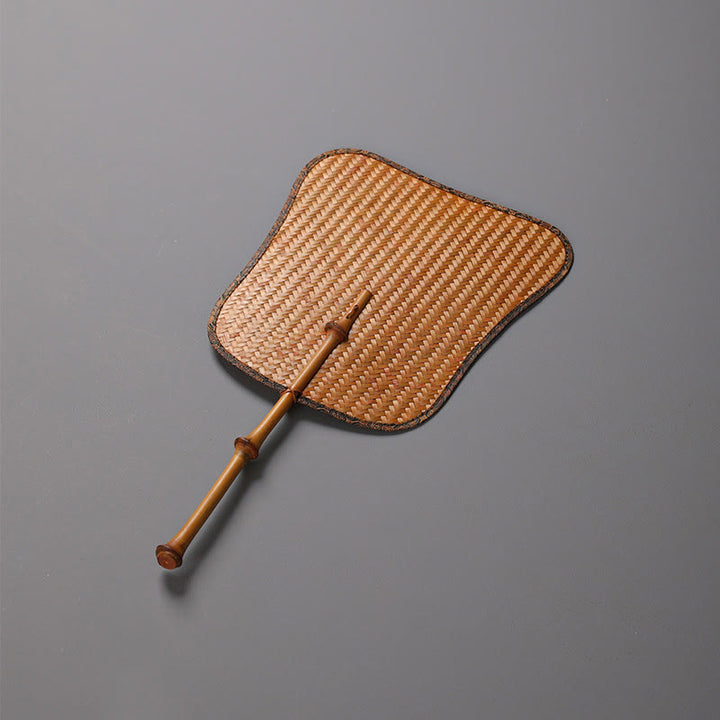 Abanico de mango largo de bambú hecho a mano de estilo chino de Buddha Stones