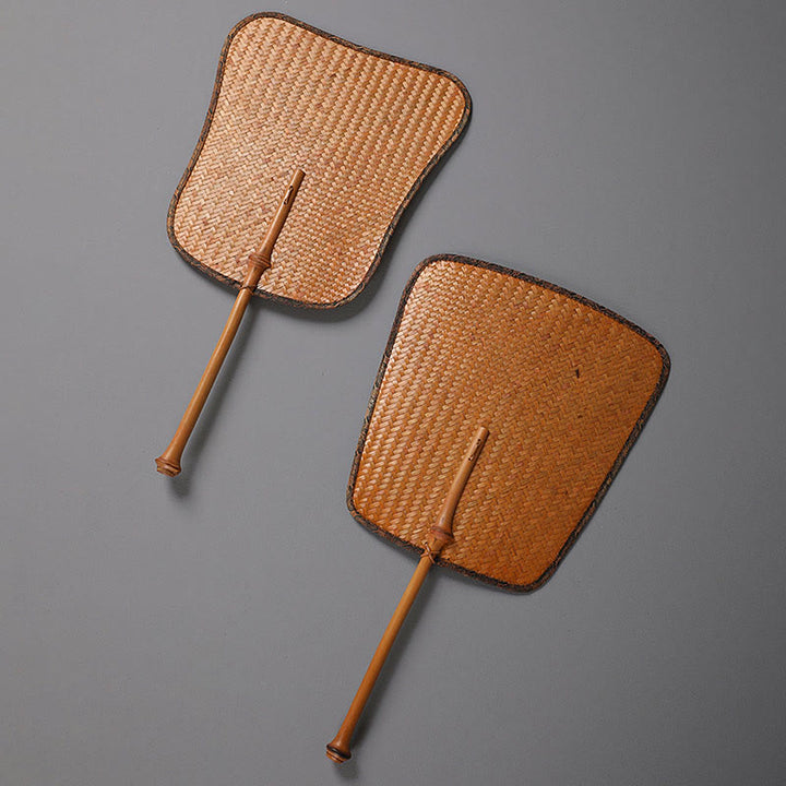 Abanico de mango largo de bambú hecho a mano de estilo chino de Buddha Stones