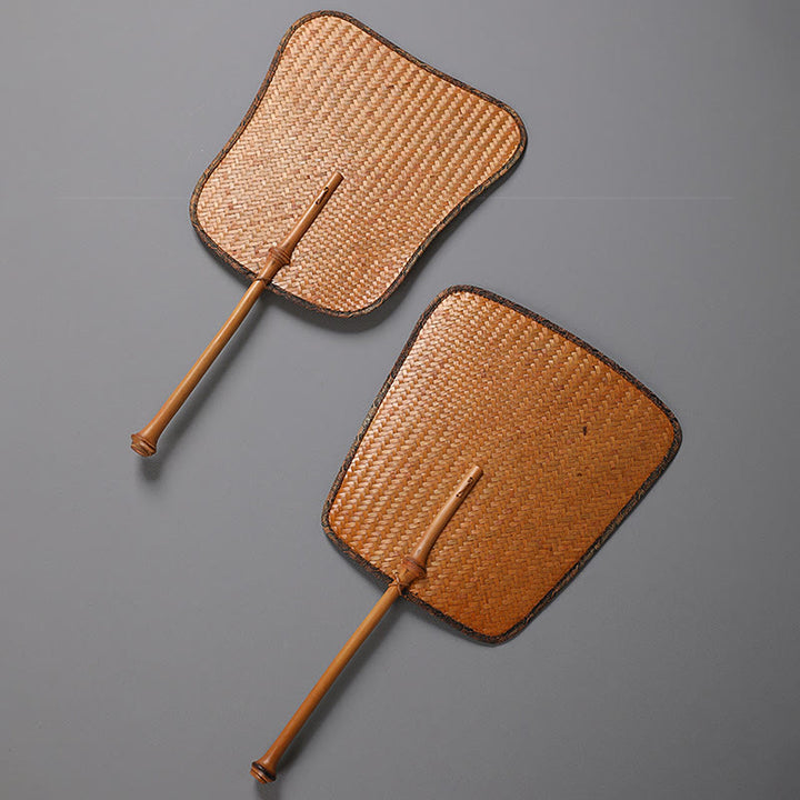 Abanico de mango largo de bambú hecho a mano de estilo chino de Buddha Stones