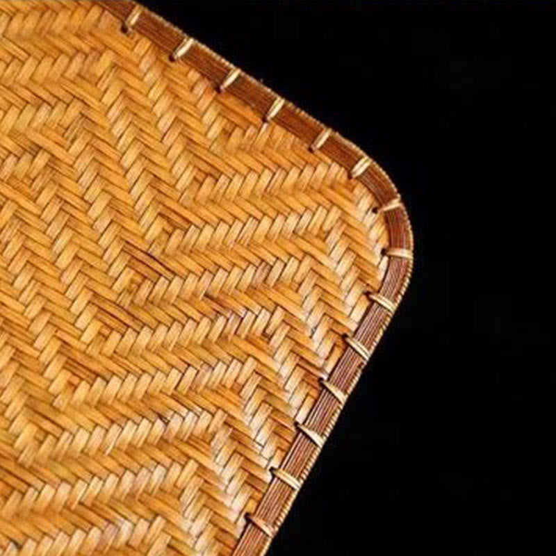 Buddha Stones Estilo Chino Hecho a Mano Abanico Tejido de Bambú Redondo Ovalado Forma de Banana con Mango Largo