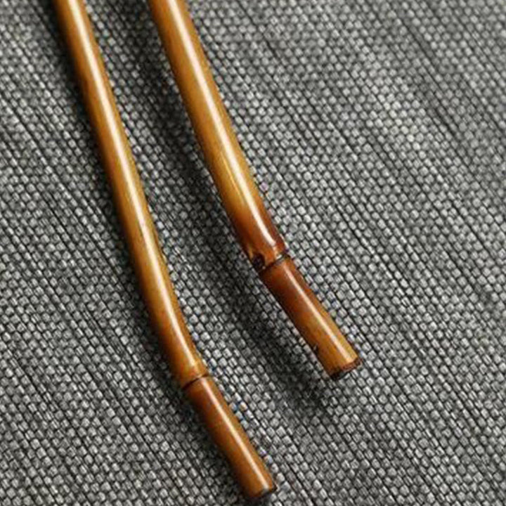 Buddha Stones Estilo Chino Hecho a Mano Abanico Tejido de Bambú Redondo Ovalado Forma de Banana con Mango Largo