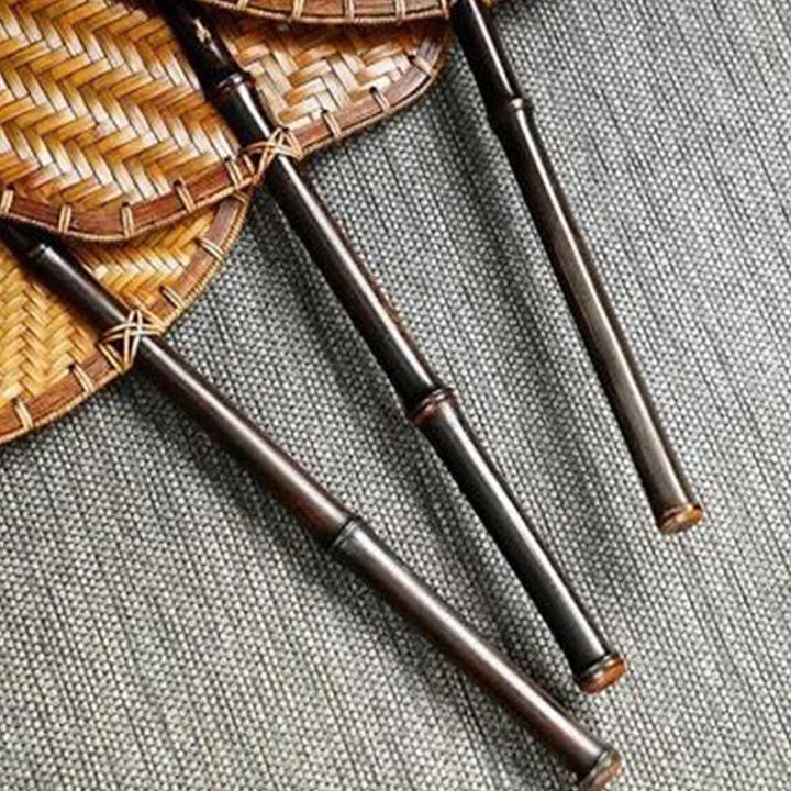 Buddha Stones Estilo Chino Hecho a Mano Abanico Tejido de Bambú Redondo Ovalado Forma de Banana con Mango Largo