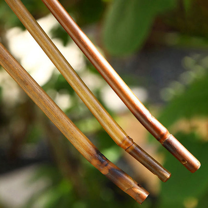 Buddha Stones Estilo Chino Hecho a Mano Bambú Tejido Ovalado Redondo Forma de Plátano Abanico Cónico con Mango Largo