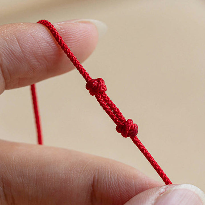 Pulsera de cuerda ultrafina trenzada de ágata roja con carácter Fu de plata esterlina 925 hecha a mano Buddha Stones