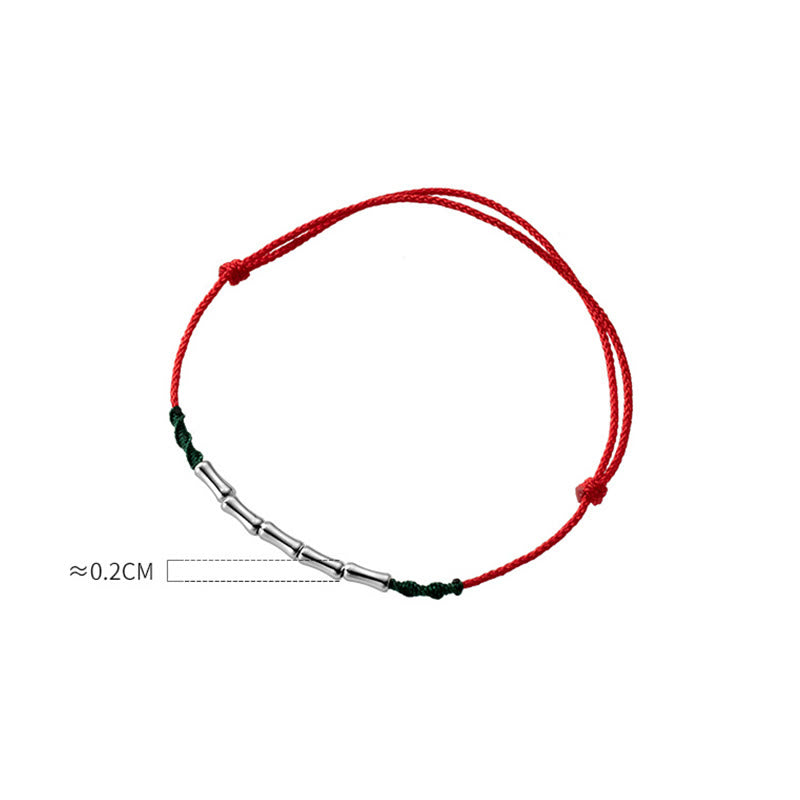 Pulsera de cuerda trenzada ultra-delgada de plata esterlina 925 con diseño de bambú de Buddha Stones