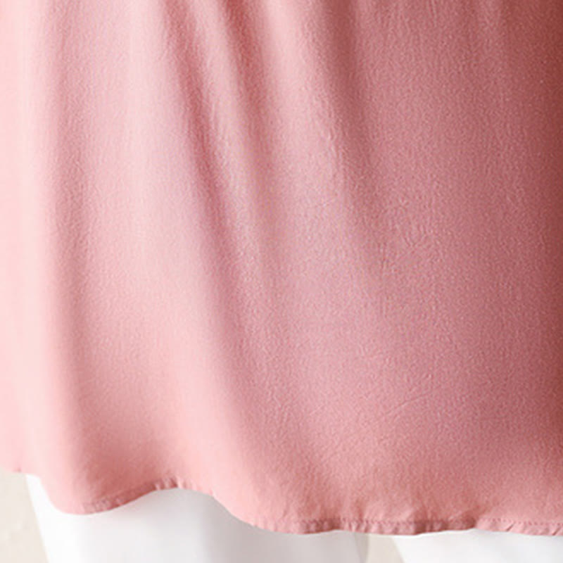 Camiseta de manga corta con diseño de botones rosas y cuello en V de Buddha Stones - image 9