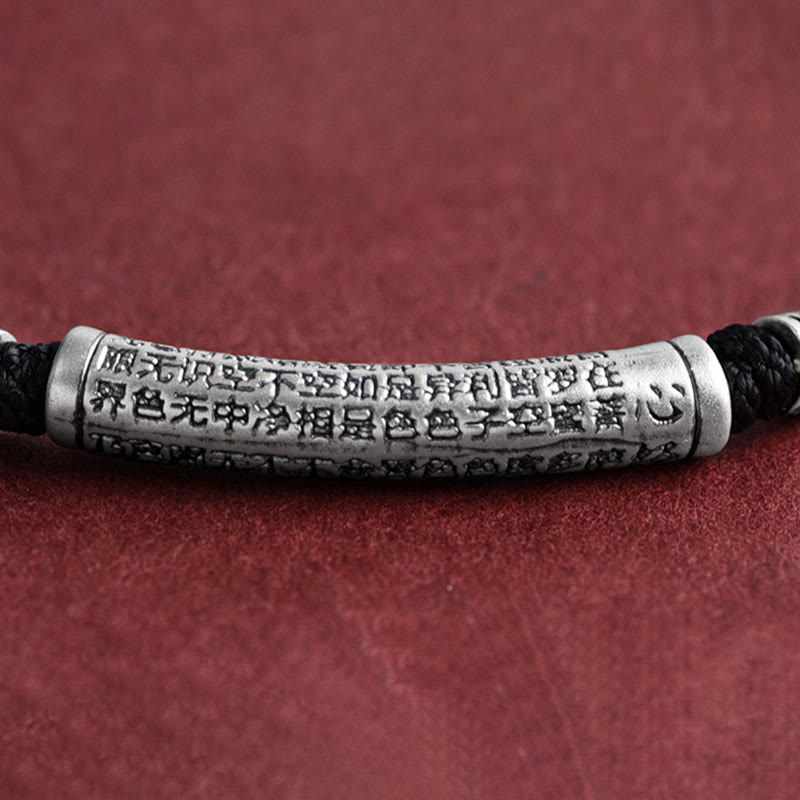 Buddha Stones Collar de colgante de cuerda Sutra del corazón de las seis palabras verdaderas de plata esterlina 999 - image 4