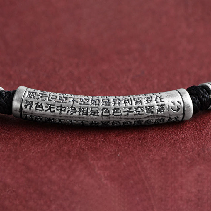Buddha Stones Collar de colgante de cuerda Sutra del corazón de las seis palabras verdaderas de plata esterlina 999 - image 4