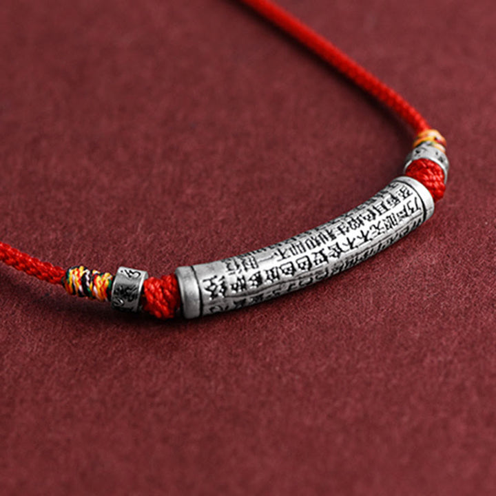 Buddha Stones Collar de colgante de cuerda Sutra del corazón de las seis palabras verdaderas de plata esterlina 999 - image 14