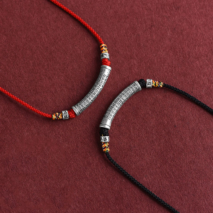 Buddha Stones Collar de colgante de cuerda Sutra del corazón de las seis palabras verdaderas de plata esterlina 999 - image 17