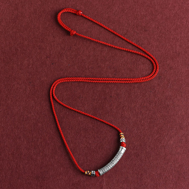 Buddha Stones Collar de colgante de cuerda Sutra del corazón de las seis palabras verdaderas de plata esterlina 999 - image 13