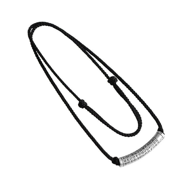 Buddha Stones Collar de colgante de cuerda Sutra del corazón de las seis palabras verdaderas de plata esterlina 999 - image 24