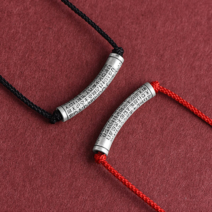Buddha Stones Collar de colgante de cuerda Sutra del corazón de las seis palabras verdaderas de plata esterlina 999 - image 28