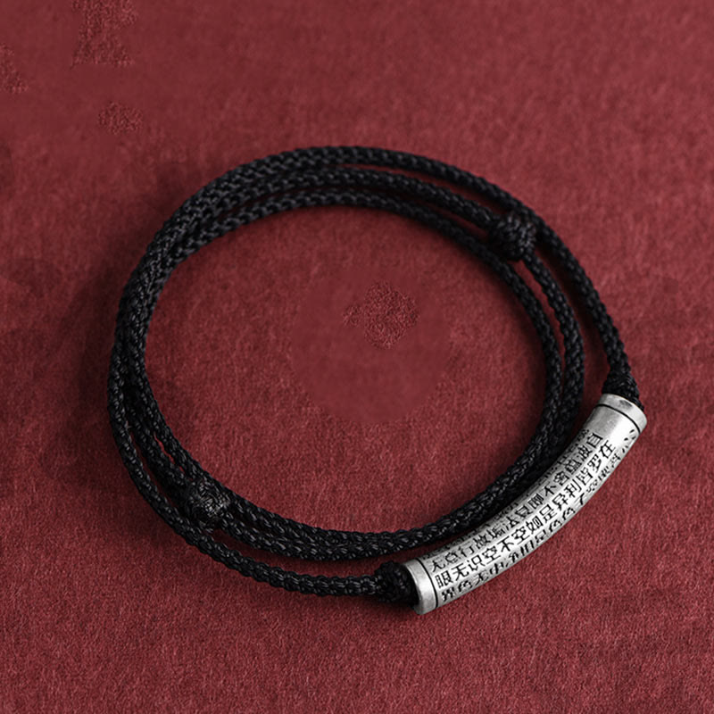 Buddha Stones Collar de colgante de cuerda Sutra del corazón de las seis palabras verdaderas de plata esterlina 999 - image 21