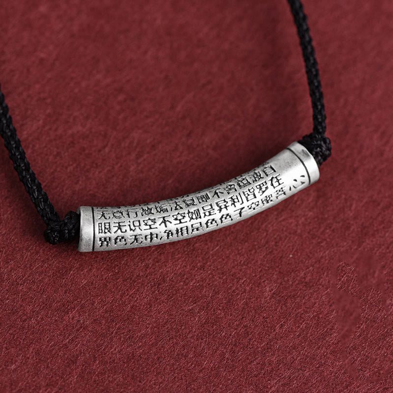 Buddha Stones Collar de colgante de cuerda Sutra del corazón de las seis palabras verdaderas de plata esterlina 999 - image 23