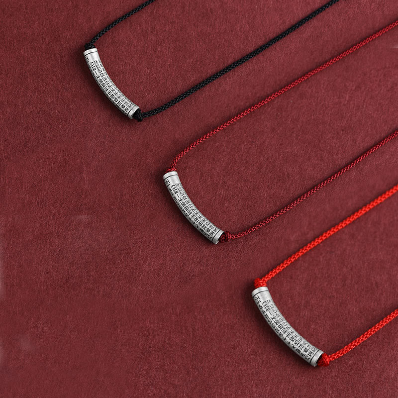 Buddha Stones Collar de colgante de cuerda Sutra del corazón de las seis palabras verdaderas de plata esterlina 999 - image 28