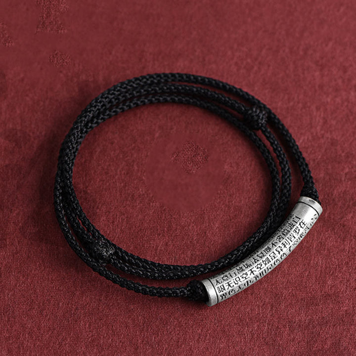 Buddha Stones Collar de colgante de cuerda Sutra del corazón de las seis palabras verdaderas de plata esterlina 999 - image 22