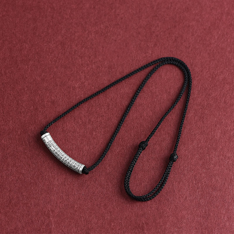 Buddha Stones Collar de colgante de cuerda Sutra del corazón de las seis palabras verdaderas de plata esterlina 999 - image 19