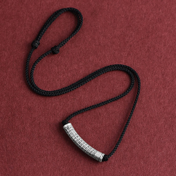 Buddha Stones Collar de colgante de cuerda Sutra del corazón de las seis palabras verdaderas de plata esterlina 999 - image 20