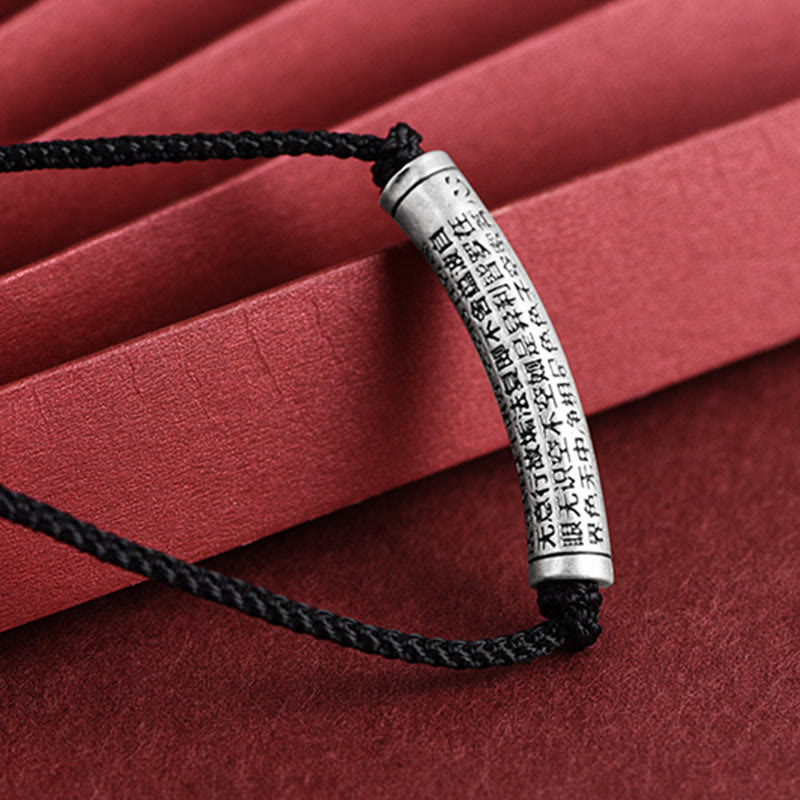 Buddha Stones Collar de colgante de cuerda Sutra del corazón de las seis palabras verdaderas de plata esterlina 999 - image 18