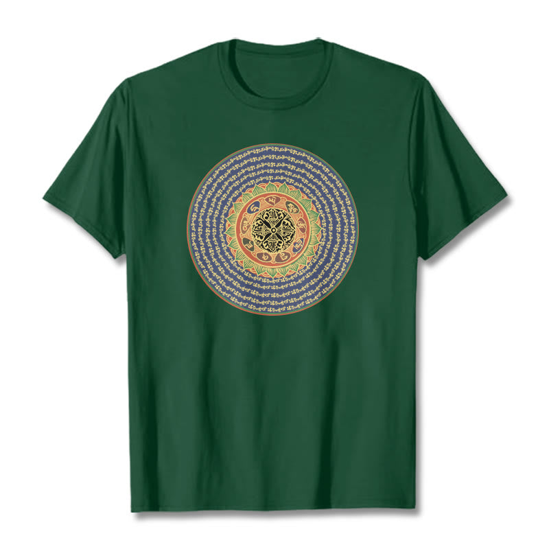 Camiseta sánscrita con Buddha Stones 108 Om Mani Padme Hum Mantra - Verde bosque - 2XL - image 9