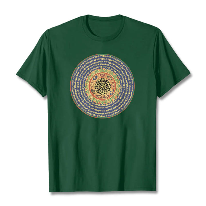 Camiseta sánscrita con Buddha Stones 108 Om Mani Padme Hum Mantra - Verde bosque - 2XL - image 9
