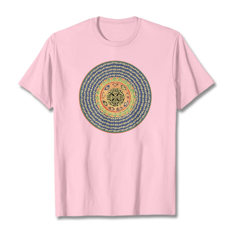 Camiseta sánscrita con Buddha Stones 108 Om Mani Padme Hum Mantra - rosa claro - 2XL - image 12