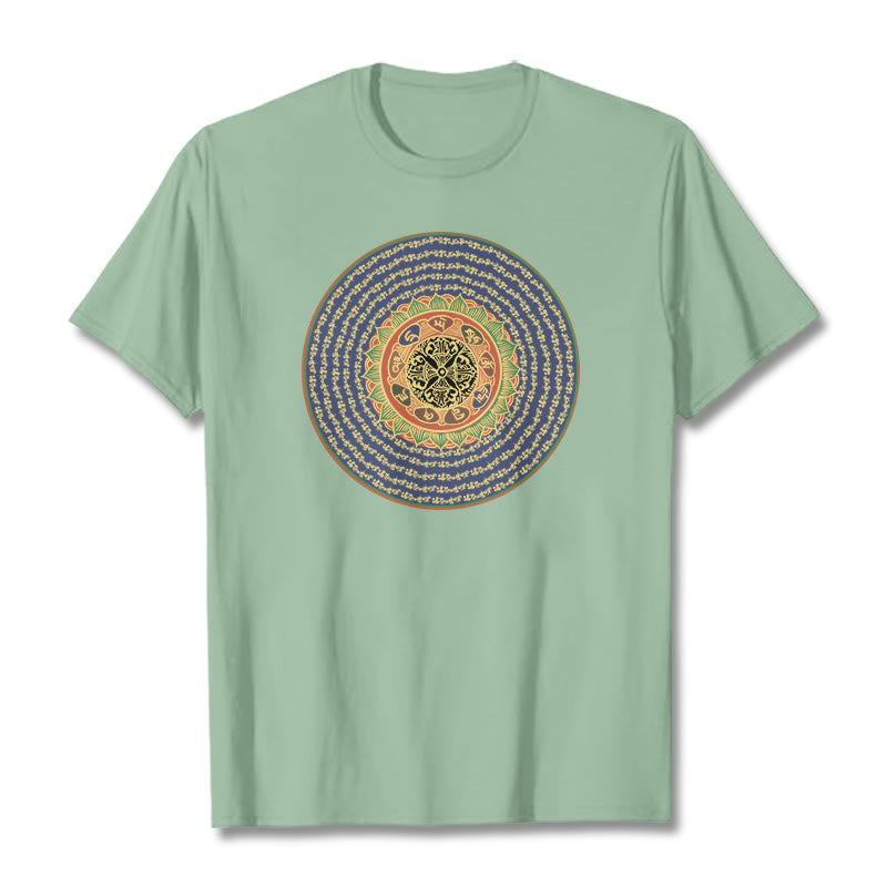 Camiseta sánscrita con Buddha Stones 108 Om Mani Padme Hum Mantra - Verde pálido - 2XL - image 17