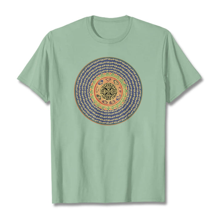 Camiseta sánscrita con Buddha Stones 108 Om Mani Padme Hum Mantra - Verde pálido - 2XL - image 17