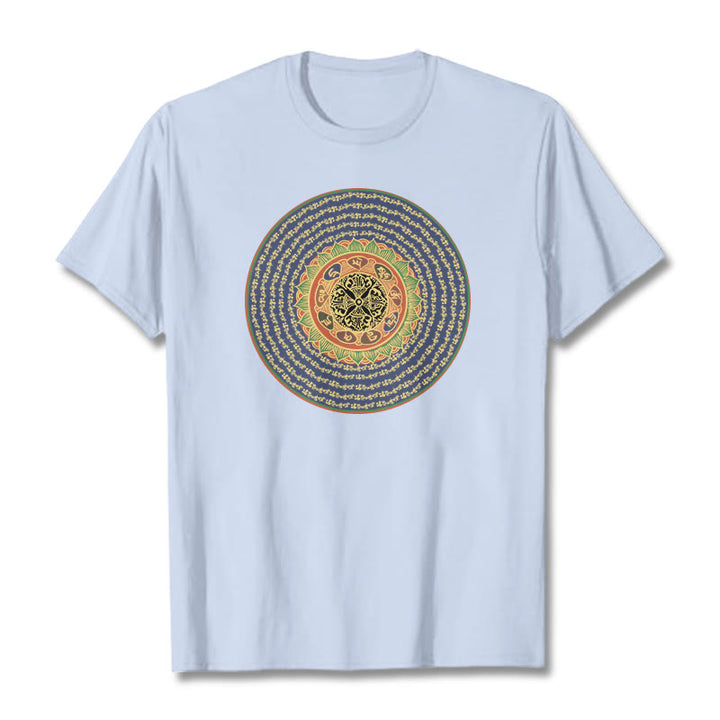 Camiseta sánscrita con Buddha Stones 108 Om Mani Padme Hum Mantra - Cian claro - 2XL - image 11