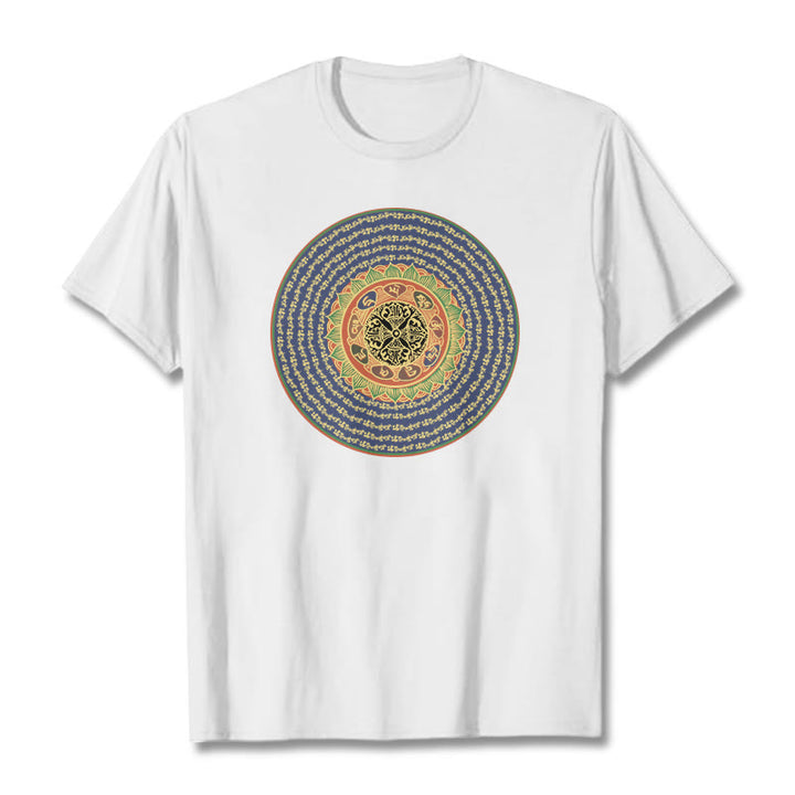 Camiseta sánscrita con Buddha Stones 108 Om Mani Padme Hum Mantra - Blanco - 2XL - image 3