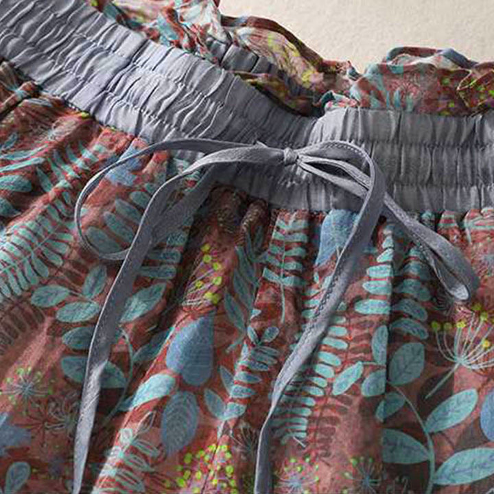 Pantalones de verano con hojas azules y plantas de Buddha Stones para mujer con bolsillos - image 2