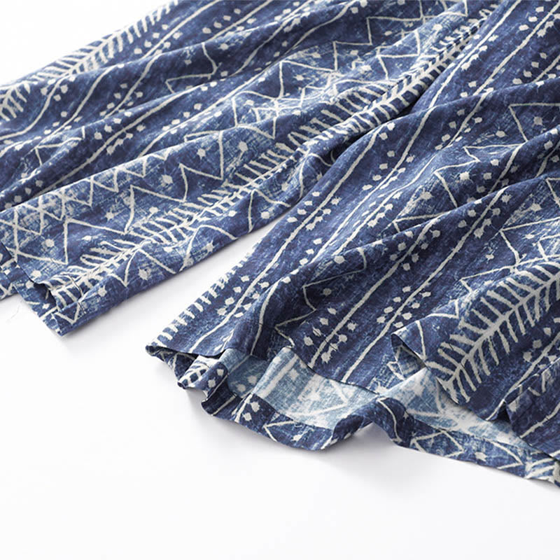 Pantalones anchos con estampado de Buddha Stones azules, con bolsillos. - image 10