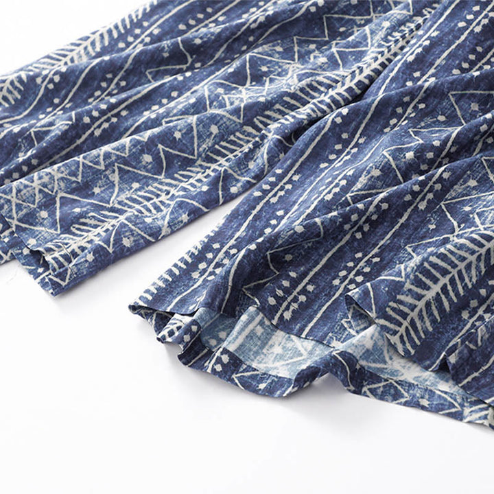 Pantalones anchos con estampado de Buddha Stones azules, con bolsillos. - image 10