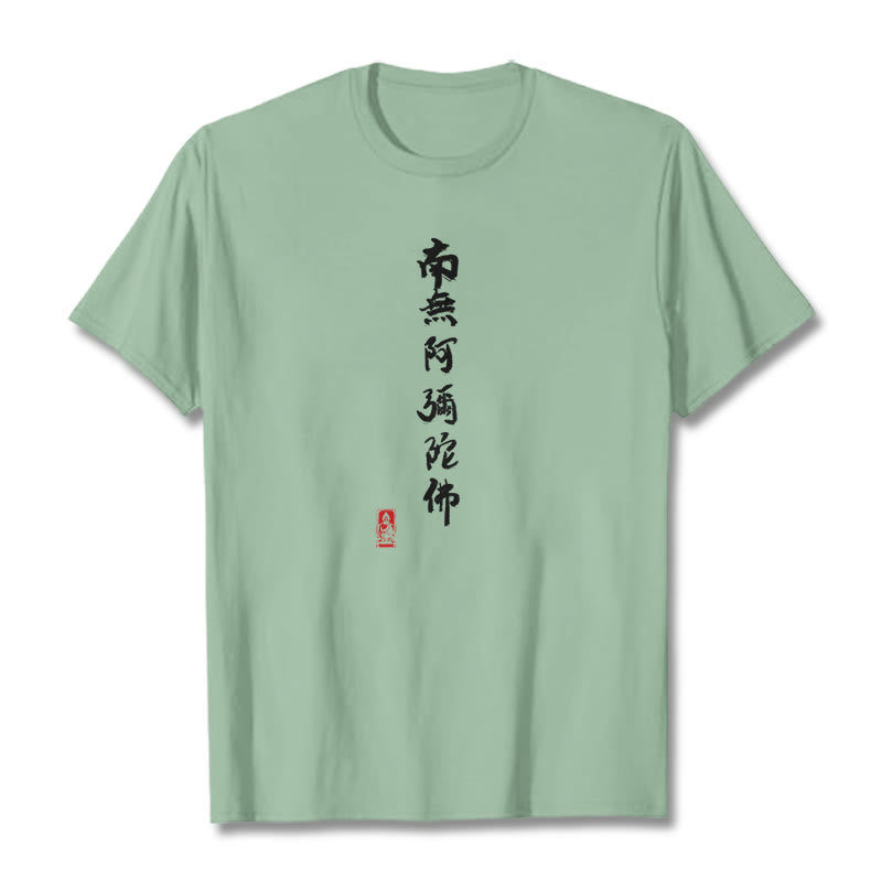 Camiseta con Buddha Stones Nan Wu E Mi Tuo Fo - Verde pálido - 2XL - image 16