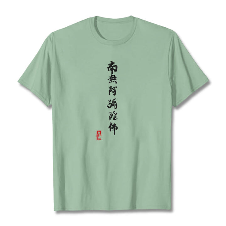 Camiseta con Buddha Stones Nan Wu E Mi Tuo Fo - Verde pálido - 2XL - image 16