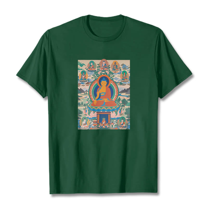 Camiseta con el Sutra del Buda de la Medicina transformado en arte con las Buddha Stones - Verde bosque - 2XL - image 4