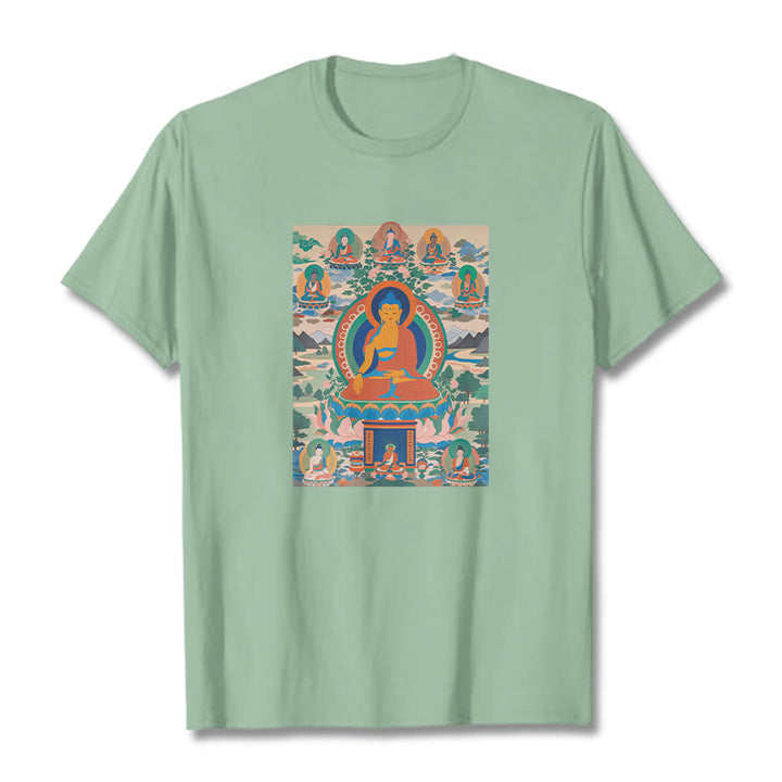 Camiseta con el Sutra del Buda de la Medicina transformado en arte con las Buddha Stones - Verde pálido - 2XL - image 15