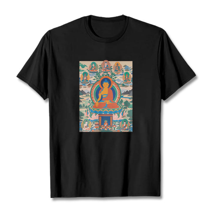 Camiseta con el Sutra del Buda de la Medicina transformado en arte con las Buddha Stones - Negro - 2XL - image 6
