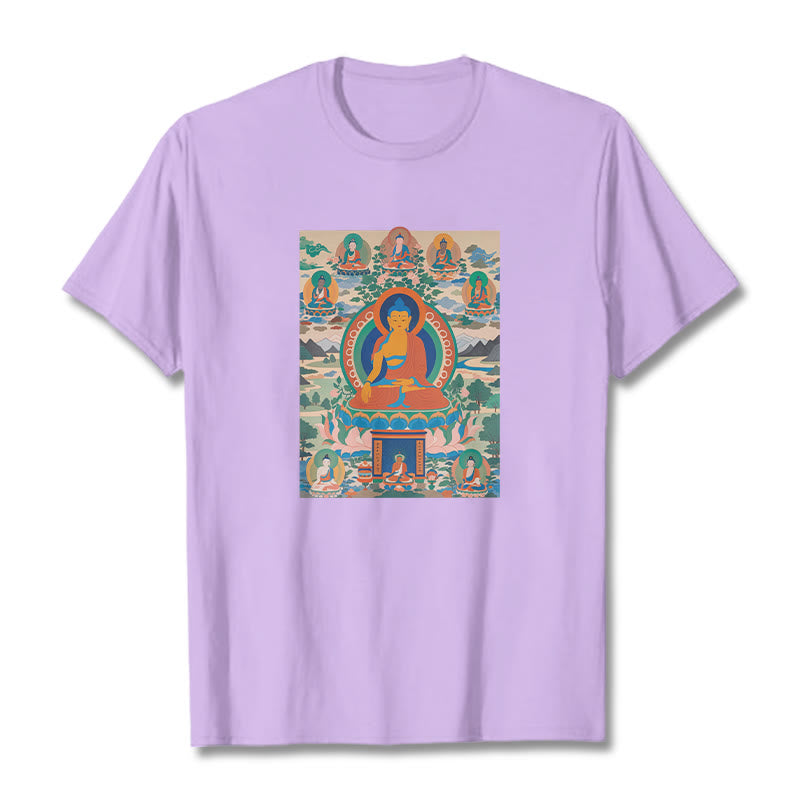 Camiseta con el Sutra del Buda de la Medicina transformado en arte con las Buddha Stones - Ciruela - 2XL - image 17