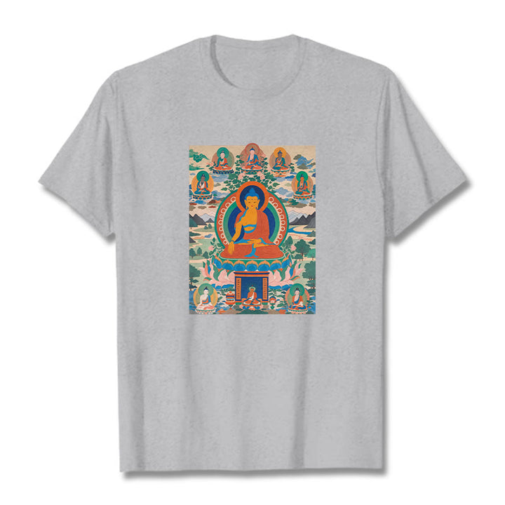 Camiseta con el Sutra del Buda de la Medicina transformado en arte con las Buddha Stones - Gris claro - 2XL - image 19